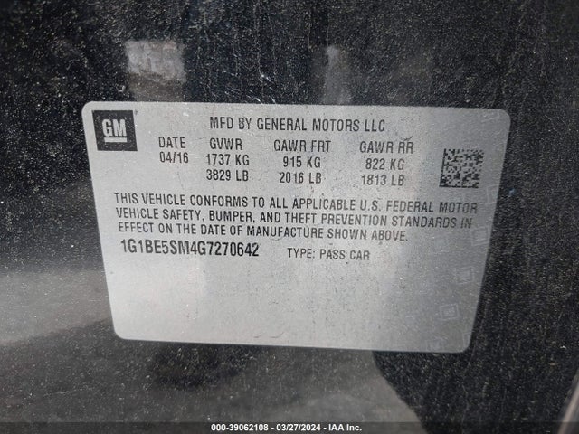 Chevrolet Cruze Lt Auto 2016 1G1BE5SM4G7270642 Image 9