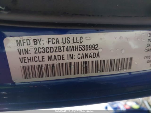 2C3CDZBT4MH530992 Dodge Challenger R/t