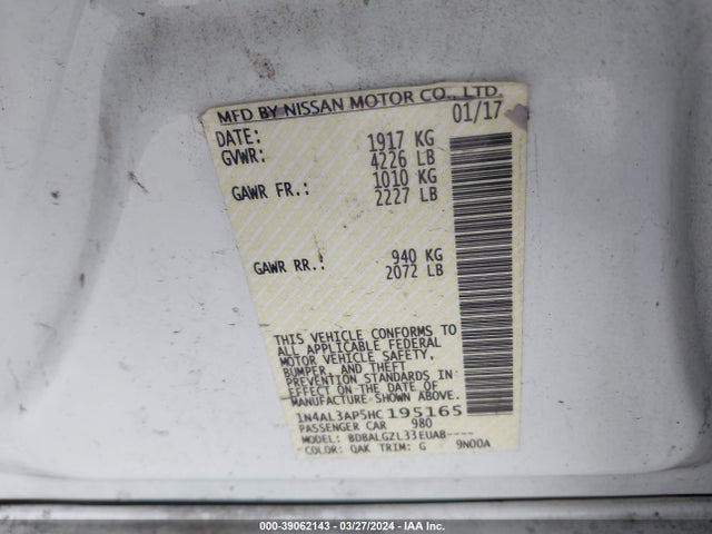 Nissan Altima 2.5 S 2017 1N4AL3AP5HC195165 Image 9