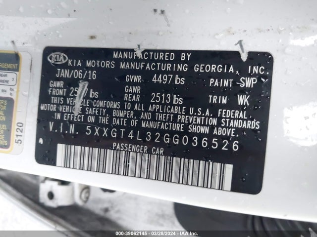 KIA Optima Lx 2016 5XXGT4L32GG036526 Image 9
