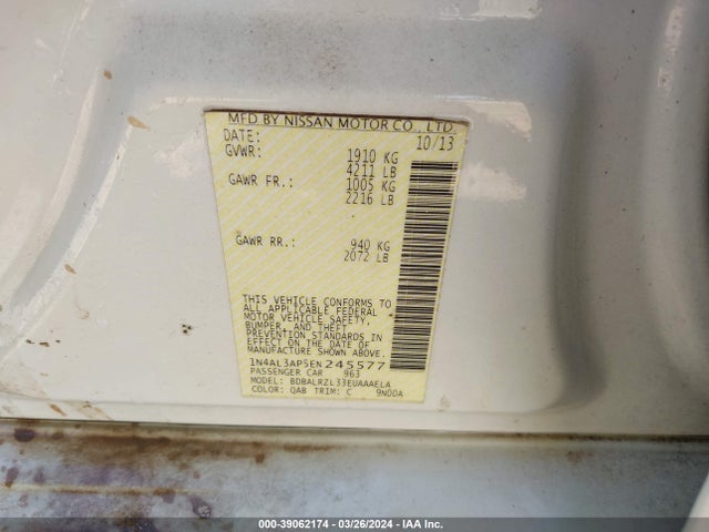 Nissan Altima 2.5 S 2014 1N4AL3AP5EN245577 Image 9