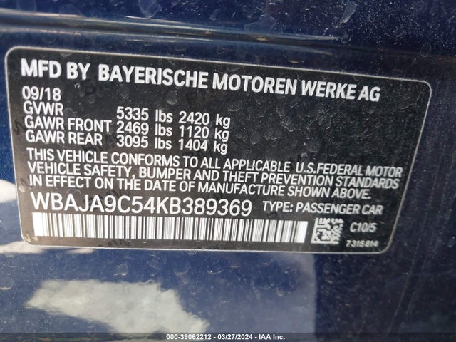WBAJA9C54KB389369 BMW 530e Iperformance