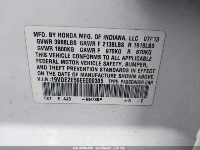 19VDE2E56EE000305 Acura Ilx 2.4l