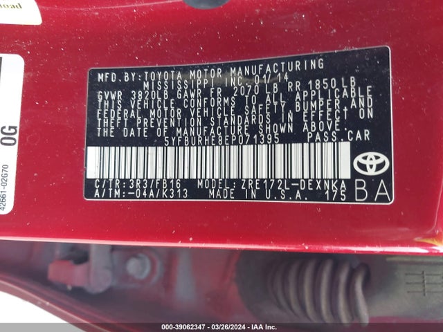 Toyota Corolla Le Plus 2014 5YFBURHE8EP071395 Image 9