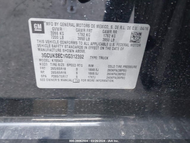 Chevrolet Silverado 1500 2lz 2016 3GCUKSEC1GG312392 Image 9