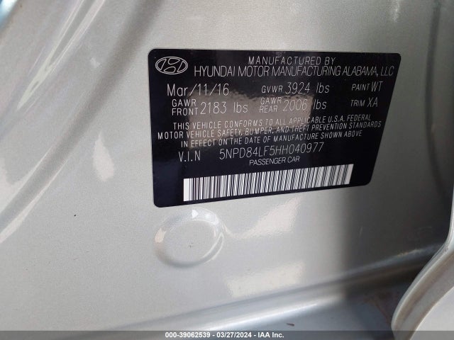 Hyundai ELANTRA SE 2017 5NPD84LF5HH040977 Image 9