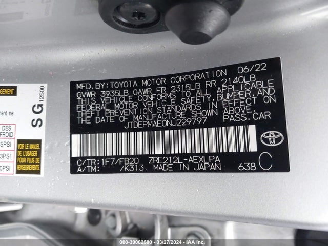 Toyota COROLLA LE 2022 JTDEPMAE0NJ229797 Image 9