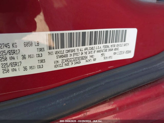Dodge Grand Caravan Sxt 2014 2C4RDGCG2ER238264 Image 9