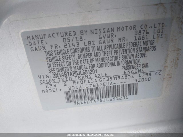 Nissan SENTRA SV 2018 3N1AB7AP5JL651201 Image 9