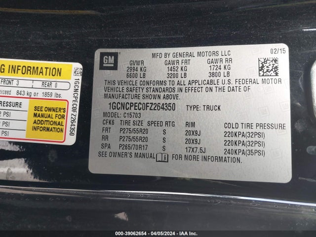 Chevrolet Silverado 1500 Wt 2015 1GCNCPEC0FZ264350 Image 9