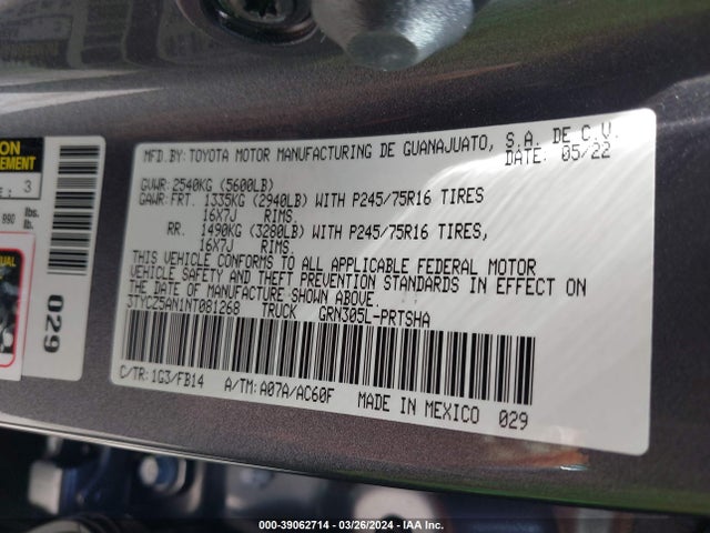 Toyota Tacoma Sr V6 2022 3TYCZ5AN1NT081268 Image 9