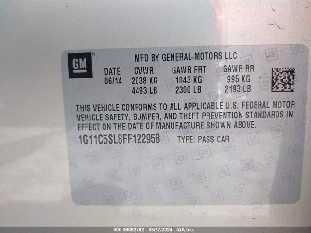 Chevrolet MALIBU 1LT 2015 1G11C5SL8FF122958 Image 9