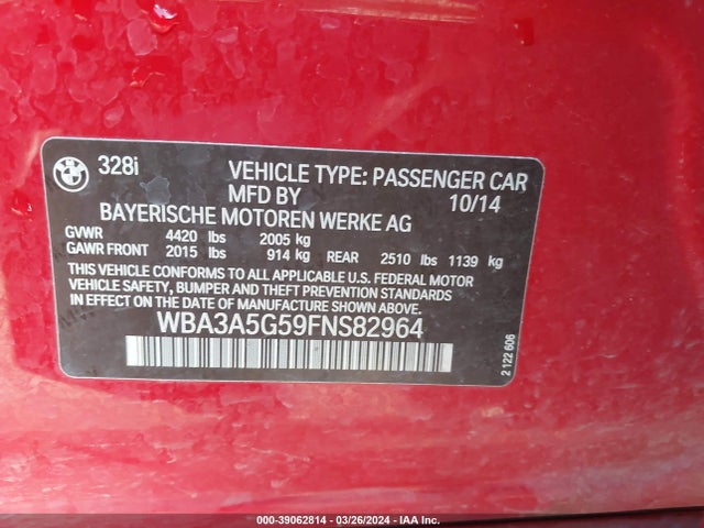 WBA3A5G59FNS82964 BMW 328 I
