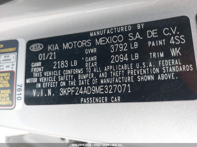 KIA Forte Lxs 2021 3KPF24AD9ME327071 Image 9