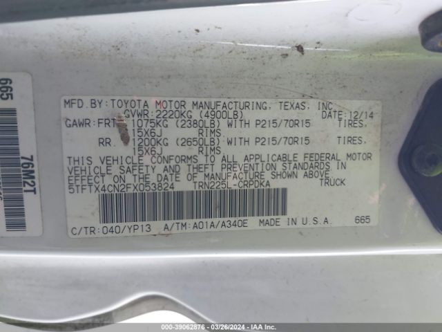 5TFTX4CN2FX053824 Toyota Tacoma