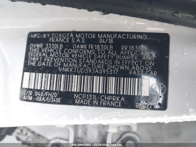 Toyota YARIS LE 2018 VNKKTUD39JA095317 Image 9