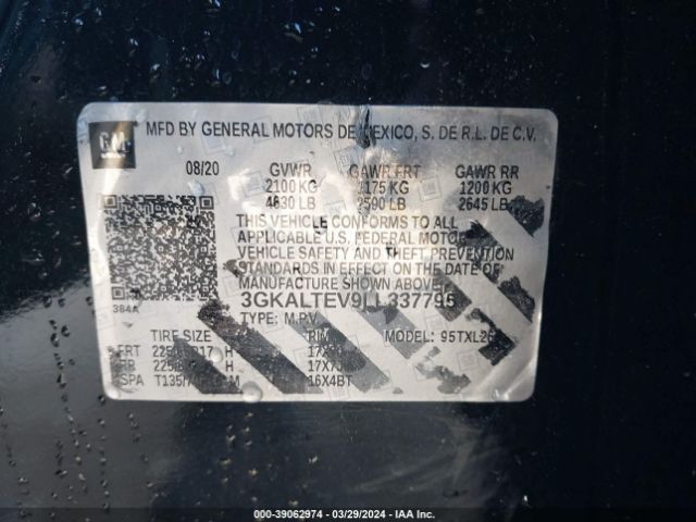 3GKALTEV9LL337795 GMC Terrain Awd Sle