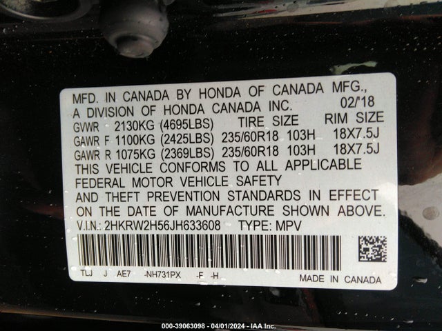 Honda CR-V EX 2018 2HKRW2H56JH633608 Image 9