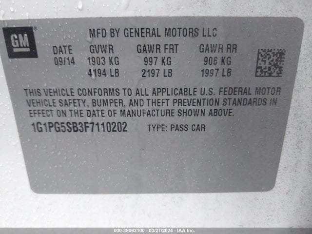 Chevrolet CRUZE LTZ 2015 1G1PG5SB3F7110202 Image 9