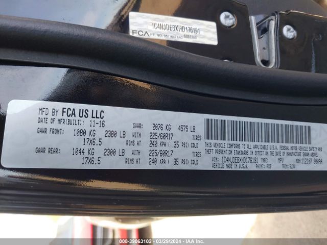 1C4NJDEBXHD176191 Jeep Compass High Altitude 4x4