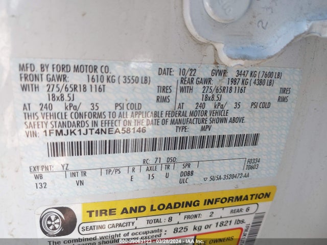 Ford Expedition Xlt Max 2022 1FMJK1JT4NEA58146 Image 9