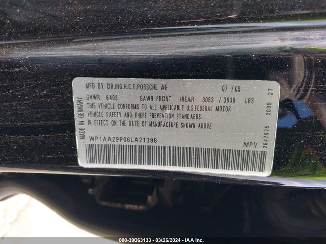 2006 PORSCHE CAYENNE WP1AA29P06LA21398 Photo 8