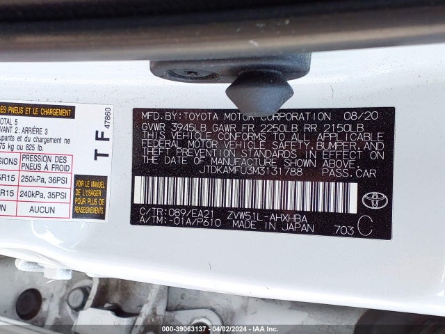 JTDKAMFU3M3131788 Toyota Prius Limited