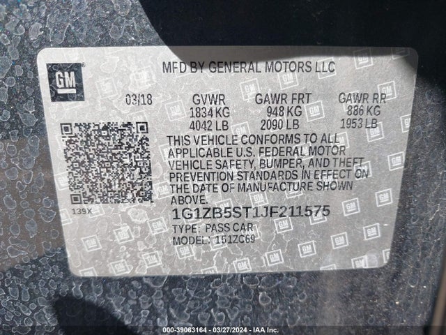 Chevrolet Malibu 1ls 2018 1G1ZB5ST1JF211575 Image 9