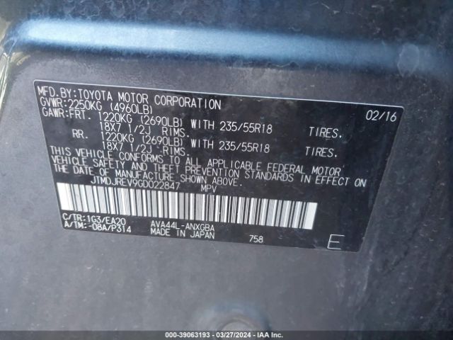 JTMDJREV9GD022847 Toyota Rav4 Hybrid Limited
