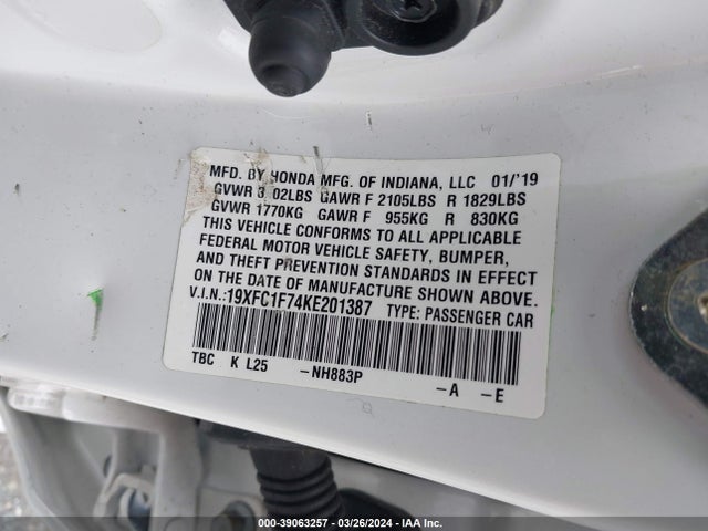Honda Civic Ex-l 2019 19XFC1F74KE201387 Image 9