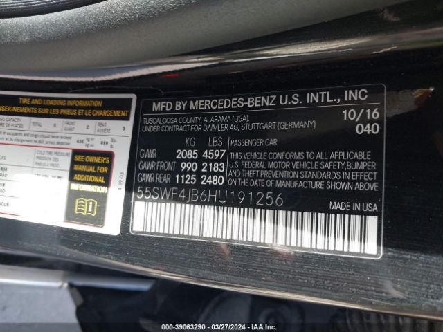 55SWF4JB6HU191256 Mercedes-Benz C 300 Luxury/sport