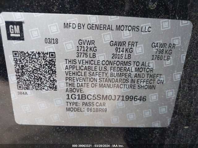 Chevrolet Cruze Ls Auto 2018 1G1BC5SM0J7199646 Image 9
