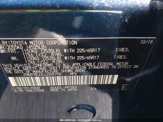 Toyota RAV4 LE 2018 JTMZFREV4JJ209798 Image 9