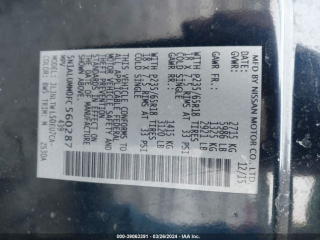 5N1AL0MM0FC560287 Infiniti QX60