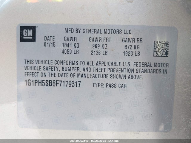 Chevrolet Cruze Eco Auto 2015 1G1PH5SB6F7179317 Image 9
