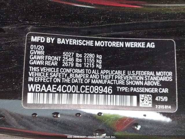BMW 840i Xdrive 2020 WBAAE4C00LCE08946 Image 9