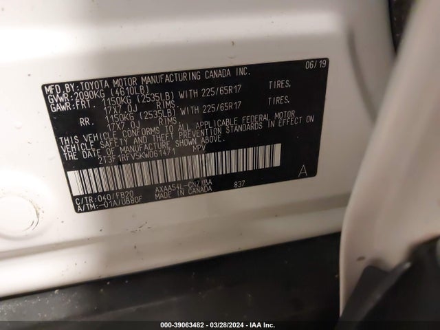 Toyota RAV4 LE 2019 2T3F1RFV5KW061471 Image 9