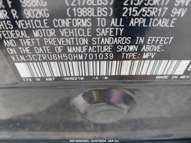 3CZRU6H50HM701039 Honda HR-V EX