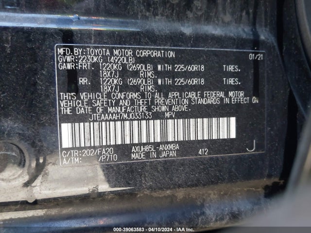 Toyota VENZA LE 2021 JTEAAAAH7MJ033133 Image 9