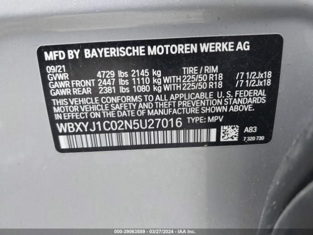 WBXYJ1C02N5U27016 BMW X2 Xdrive28i