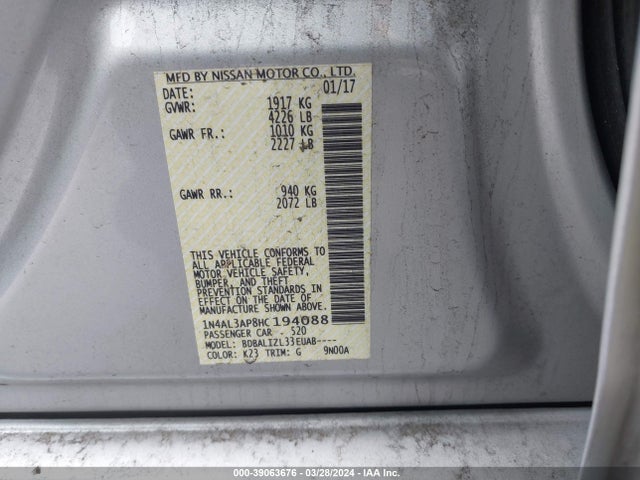 Nissan Altima 2.5 Sv 2017 1N4AL3AP8HC194088 Image 9