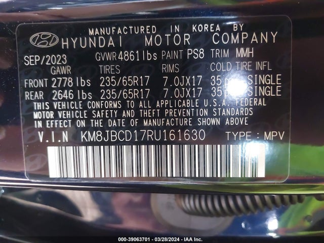 KM8JBCD17RU161630 Hyundai Tucson Hybrid Blue