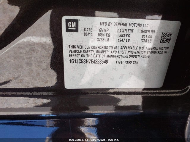 Chevrolet Sonic Lt Auto 2014 1G1JC5SH7E4228548 Image 9