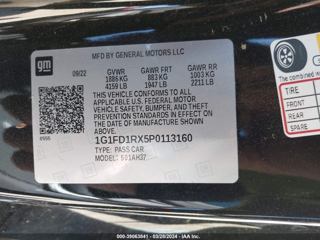 Chevrolet Camaro Rwd  2lt 2023 1G1FD1RX5P0113160 Image 9