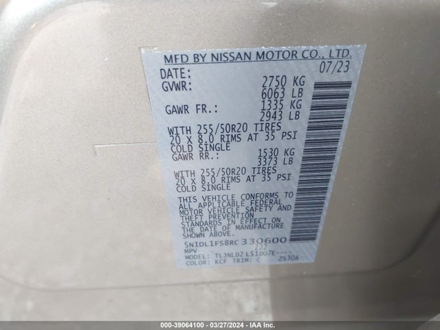 5N1DL1FS8RC330600 Infiniti Qx60 Luxe Awd