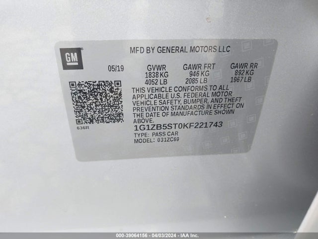 Chevrolet Malibu 1ls 2019 1G1ZB5ST0KF221743 Image 9