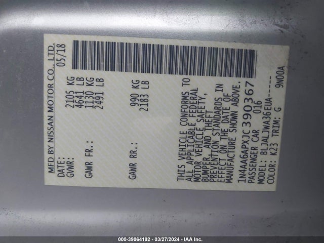 Nissan Maxima 3.5 Sv 2018 1N4AA6APXJC390367 Image 9