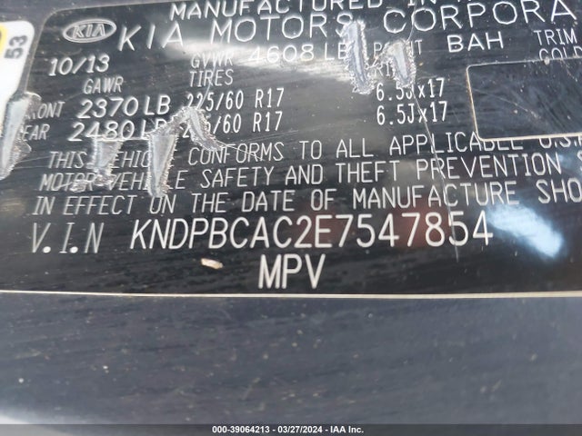 KIA Sportage Lx 2014 KNDPBCAC2E7547854 Image 9