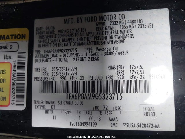 Ford Mustang V6 2016 1FA6P8AM9G5323715 Image 9