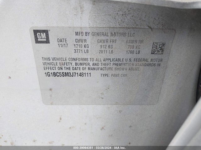 Chevrolet Cruze Ls Auto 2018 1G1BC5SM3J7148111 Image 9